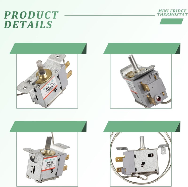 BKIFU ترموستات ثلاجة فريزر 2 دبوس عالمي WPF-20، ترموستات ثلاجة صغيرة، AC 220V-250V 6A 60HZ، متوافق مع WPF-16 و WPF-18 - Image 4